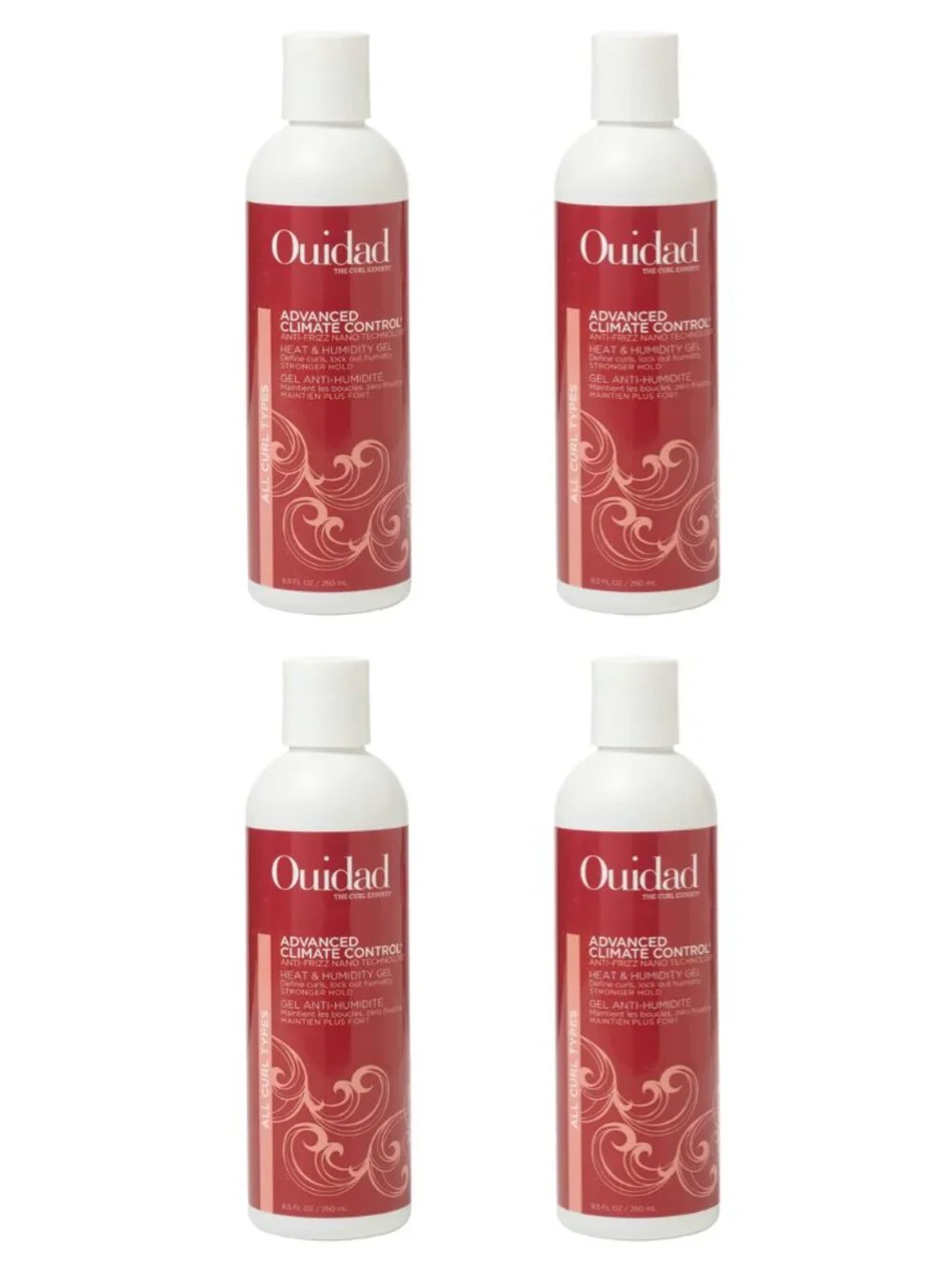 4x NEW Ouidad Advanced Climate Control Heat & Humidity Anti-Frizz Gel FULL SIZE